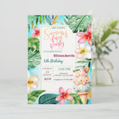 アイスクリームコーンサマーフラワーバースデーパーティー 招待状 (スタンド正面)