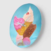 アイスクリームコーンサマーフードデザート ラージ壁時計 (傾斜)