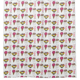 アイスクリームコーンサンデーシェイクバナナスプリット シャワーカーテン