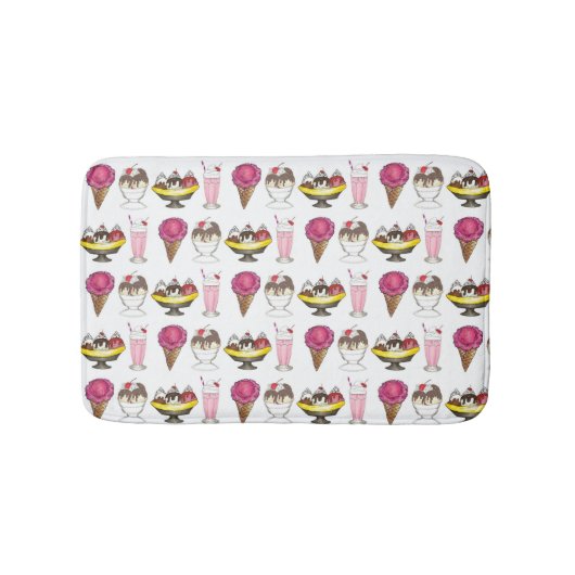 アイスクリームコーンサンデーシェイクバナナスプリット バスマット (正面)