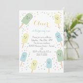 アイスクリームコーンスクープ紙吹雪子供の誕生日パーティー 招待状 (スタンド正面)