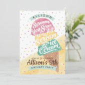 アイスクリームコーンスクープ誕生日パーティーの招待状 招待状 (スタンド正面)