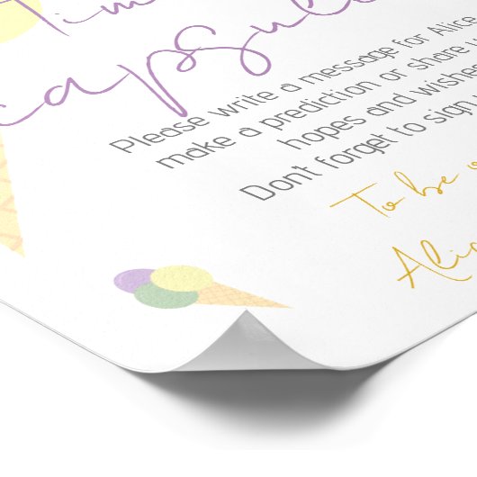 アイスクリームコーンスクープ誕生日パーティータイムカプセル ポスター (角)