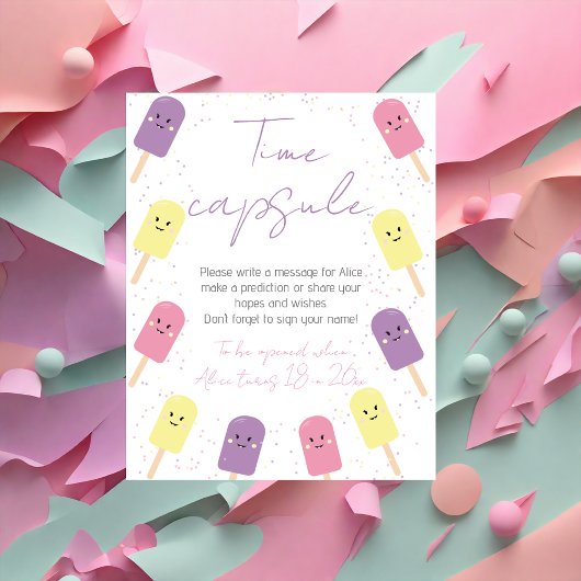 アイスクリームコーンスクープ誕生日パーティータイムカプセル ポスター