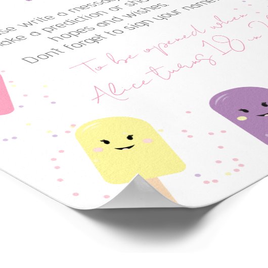 アイスクリームコーンスクープ誕生日パーティータイムカプセル ポスター (角)