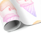 アイスクリームコーンスケッチ |ピンクと紫のフェード ラッピングペーパー (ロールコーナー)