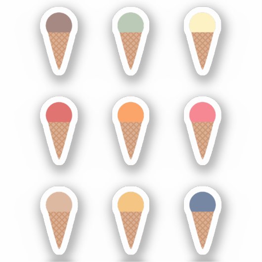 アイスクリームコーンスティッカーのセット シール (正面)