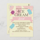 アイスクリームコーンソーシャルフライヤーズイエロー ポストカード (正面/裏面)