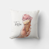 アイスクリームコーンデザインモノグラム名 クッション (正面)
