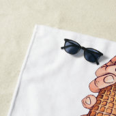 アイスクリームコーンデザインモノグラム名 ビーチタオル (インサイチュ)