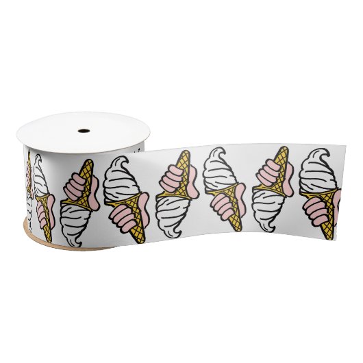 アイスクリームコーンデザイン サテンリボン (リール)