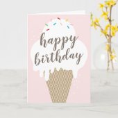 アイスクリームコーンハッピーバースデー折り返し挨拶 カード (黄色い花)