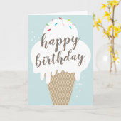 アイスクリームコーンハッピーバースデー折り返し挨拶 カード (黄色い花)