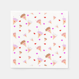 アイスクリームコーンハート味パターン大好き スタンダードカクテルナプキン