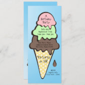アイスクリームコーンバースデーパーティー 招待状 (正面/裏面)