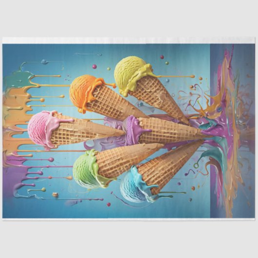 アイスクリームコーンパステルカラーティッシュペーパー 薄葉紙 (正面)