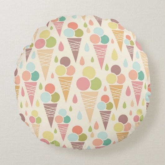 アイスクリームコーンパターン ラウンドクッション (正面)