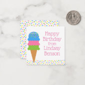 アイスクリームコーンパーソナライズされたギフトカードを振りかける ノートカード (正面/裏面インサイチュ)