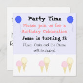 アイスクリームコーンパーティの招待状 招待状 (正面/裏面)