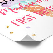 アイスクリームコーンピンク金ゴールド誕生日歓迎 ポスター (角)