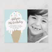 アイスクリームコーンフォト子供の誕生日パーティー インビテーションポストカード (正面)