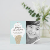 アイスクリームコーンフォト子供の誕生日パーティー インビテーションポストカード (スタンド正面)