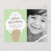 アイスクリームコーンフォト子供の誕生日パーティー インビテーションポストカード (正面)