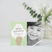 アイスクリームコーンフォト子供の誕生日パーティー インビテーションポストカード (スタンド正面)