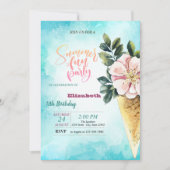 アイスクリームコーンフラワーズサマーバースデーパーティー 招待状 (正面)