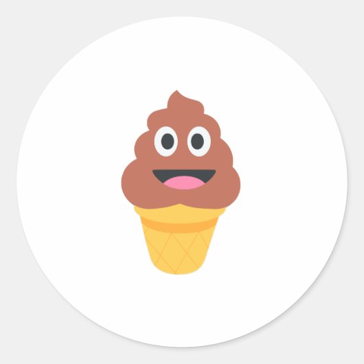 アイスクリームコーンポー絵文字 ラウンドシール (正面)