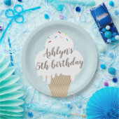 アイスクリームコーンレインボースプレックル子供の誕生日 ペーパープレート (パーティー)