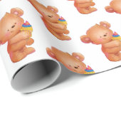 アイスクリームコーン付きクマ ラッピングペーパー (ロールコーナー)