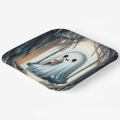 アイスクリームコーン付きハロウィーン幽霊 ペーパープレート (傾斜あり)