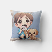 アイスクリームコーン付き漫画の少年 クッション (正面)