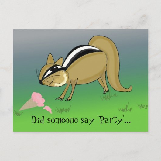 アイスクリームコーン付き漫画チムンク ポストカード (正面)