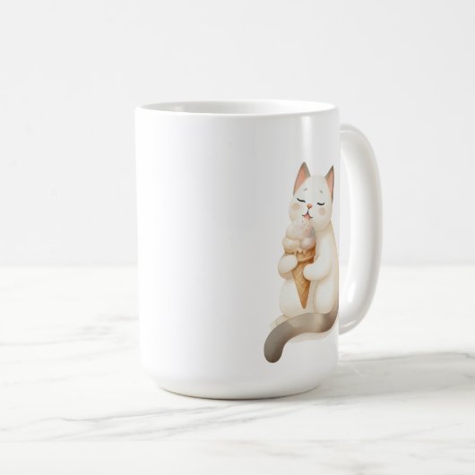 アイスクリームコーン付きSips & Scoops Cat コーヒーマグカップ (正面右)