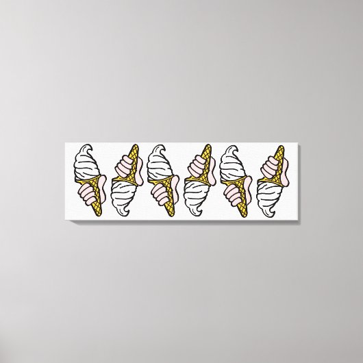 アイスクリームコーン又はコルネット付アイスクリームデザイン キャンバスプリント (正面)