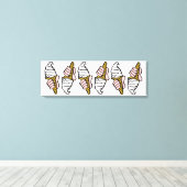 アイスクリームコーン又はコルネット付アイスクリームデザイン キャンバスプリント (インサイチュ (ウッドフロア))