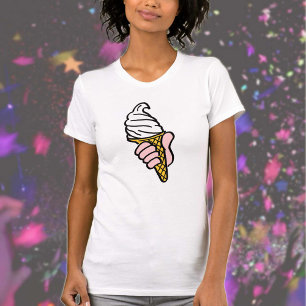 アイスクリームコーン又はコルネット付アイスクリームデザイン Tシャツ