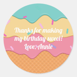 アイスクリームコーン及び振りかけるおもしろいお願いボックス ラウンドシール