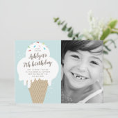 アイスクリームコーン子供の誕生日パーティー 招待状 (スタンド正面)