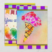 アイスクリームコーン招待状 招待状 (正面/裏面)