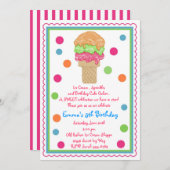 アイスクリームコーン招待状 招待状 (正面/裏面)