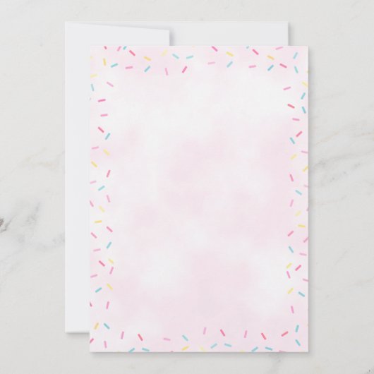 アイスクリームコーン振りかけるパステルピンク2nd誕生日 招待状 (裏面)