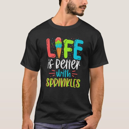 アイスクリームコーン散水サマースイーツアイスクリーム Tシャツ (正面)