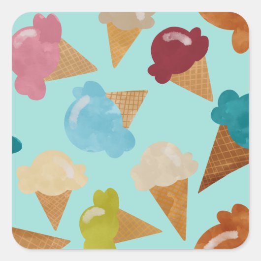 アイスクリームコーン日ソックスナプキンス スクエアシール (正面)