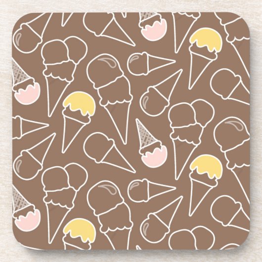 アイスクリームコーン模様（茶） コースター (正面)