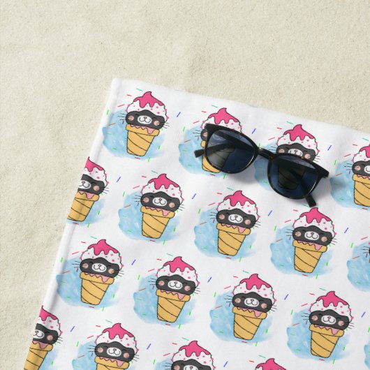 アイスクリームコーン水彩 ビーチタオル (インサイチュ)