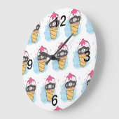 アイスクリームコーン水彩 ラージ壁時計 (傾斜)