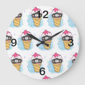 アイスクリームコーン水彩 ラージ壁時計 (正面)